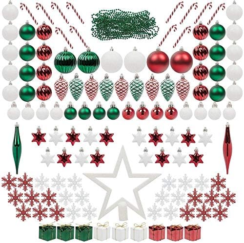 Christmas ornaments Christmas Tree Decorations Tree Decorations/Baubles 122ct Christmas tree decoration full set of Christmas gadgets, including top hat snowflake, beads, wire gift box, pine cone