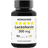 MONOHERB Lactoferrin 300 mg per Capsule - 90 Vegetarian Capsules