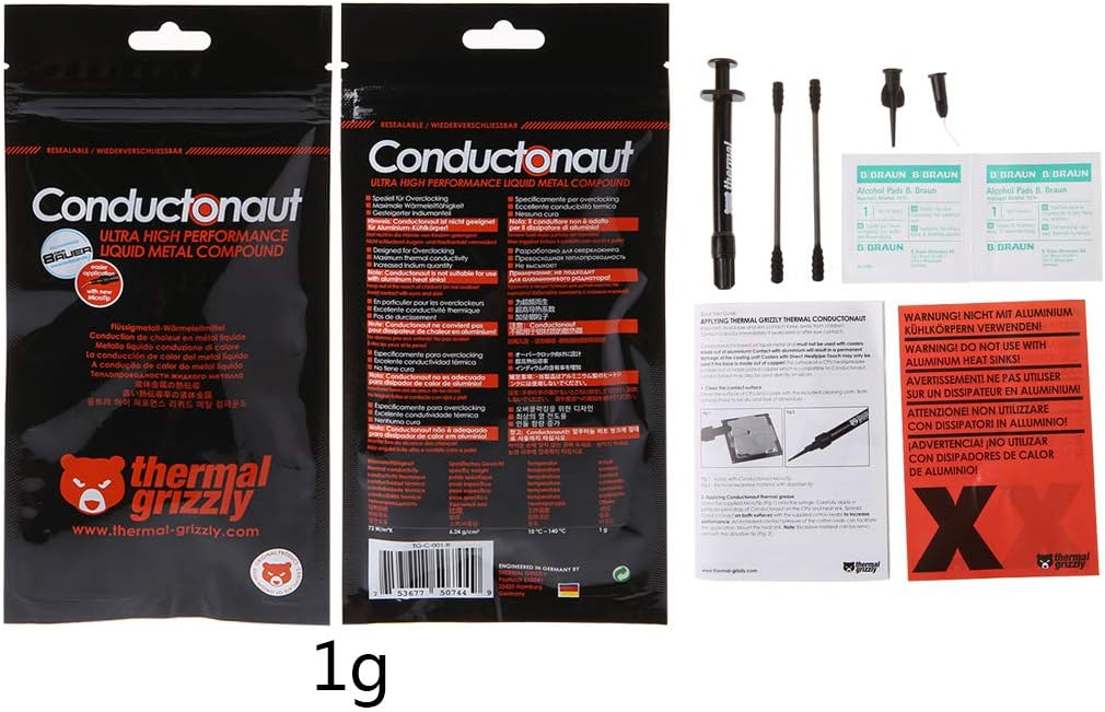 Chou Thermal Conductonaut Grizzly Thermal Paste for CPU GPU and Graphics Card 73 W/Mk 1 g