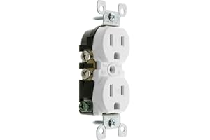 Leviton T5320-W 15 Amp, 125 Volt, Tamper Resistant, Duplex Receptacle, Residential Grade, Grounding (White)