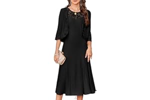 GRACE KARIN Grandma of The Bridal Dress,Weddings Cocktail Evening Dresse for Women, Lace Sequins Midi Dresses with Jackets