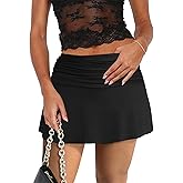 Hafailia Womens Mini Skorts Sexy Ruched Waist Pencil Bodycon A-Line Skirts with Shorts Underneath