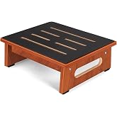 One Step Stool for Adults Seniors with Non-Slip Rubber Stepping Surface, Heavy Duty Platform Wooden Step Stool with 450 LBS Capacity Bed Steps for High Beds, Bathroom Bedroom Kitchen &amp; Bedside Support