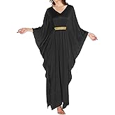 Bsubseach Kaftan Dresses for Women Solid Color V Neck Batwing Sleeve Caftan Dress Satin Plus Size Maxi Beach Cover Up