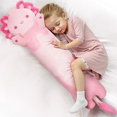 Mewaii 44in Pink Axolotl Plush Pillow Long Sleeping Hug Toy