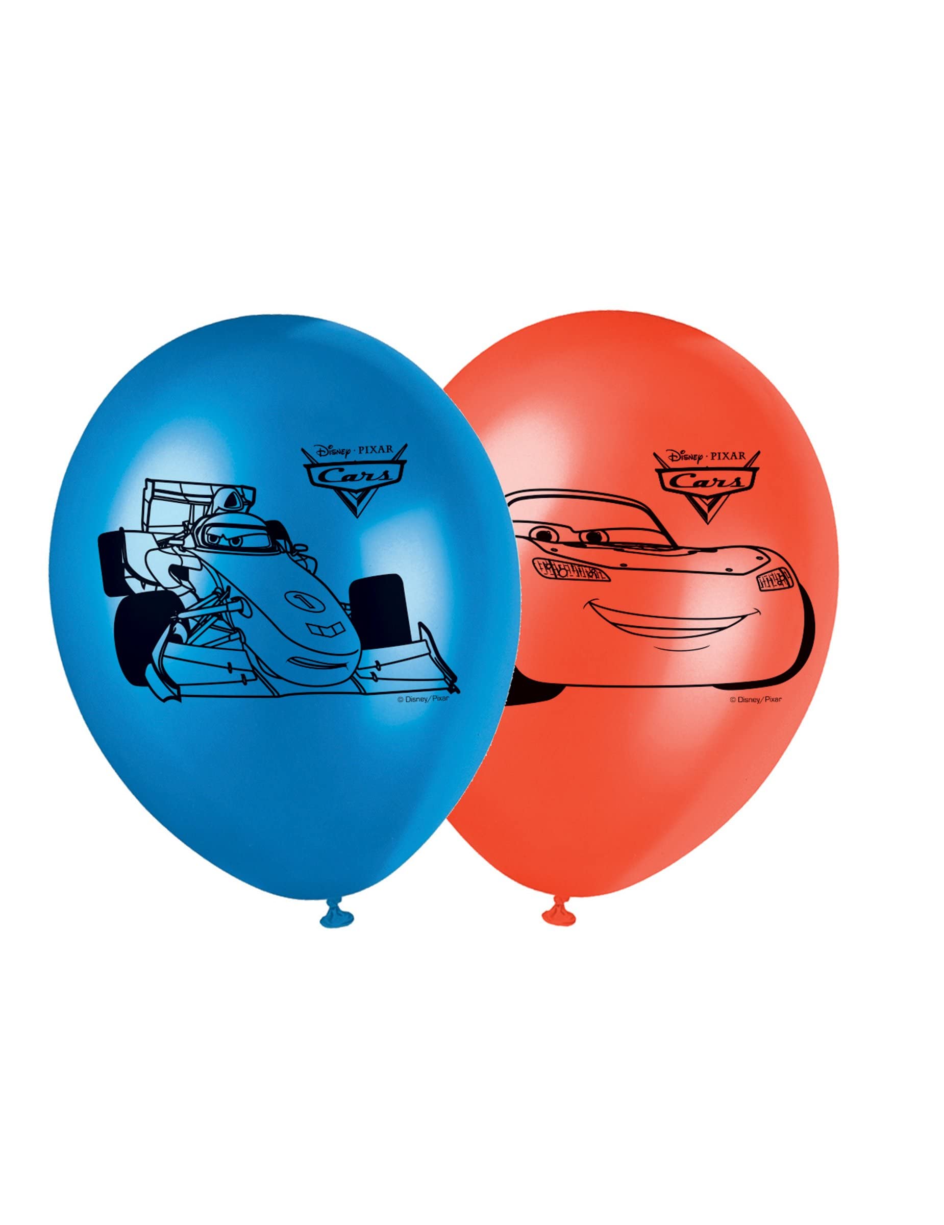Procos 84876 Balloons Cars, Pack of 8, Diameter 21 cm, Printed, Red, Blue, Latex Balloons, Birthday, Decoration