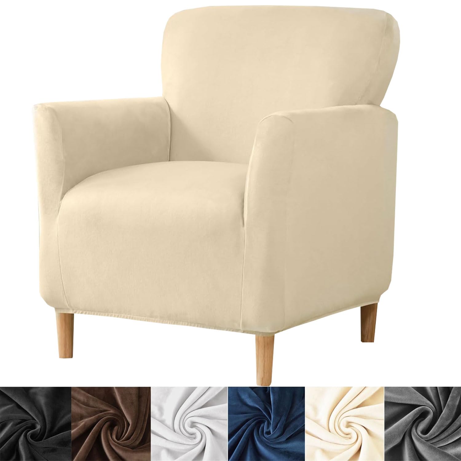 Photo 1 of HFCNMY Banquet Armchair Slipcover,Stretch Velvet Armchair Cover Soft Chair Covers with Arms for Living Room Furniture Protector Beige