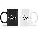 Kunlisa His and Hers Coffee Mugs Set - Wedding Engagement Gift for Couples, Newlyweds, Husband and Wife - Bridal Shower Matching Mugs 11 Ounce