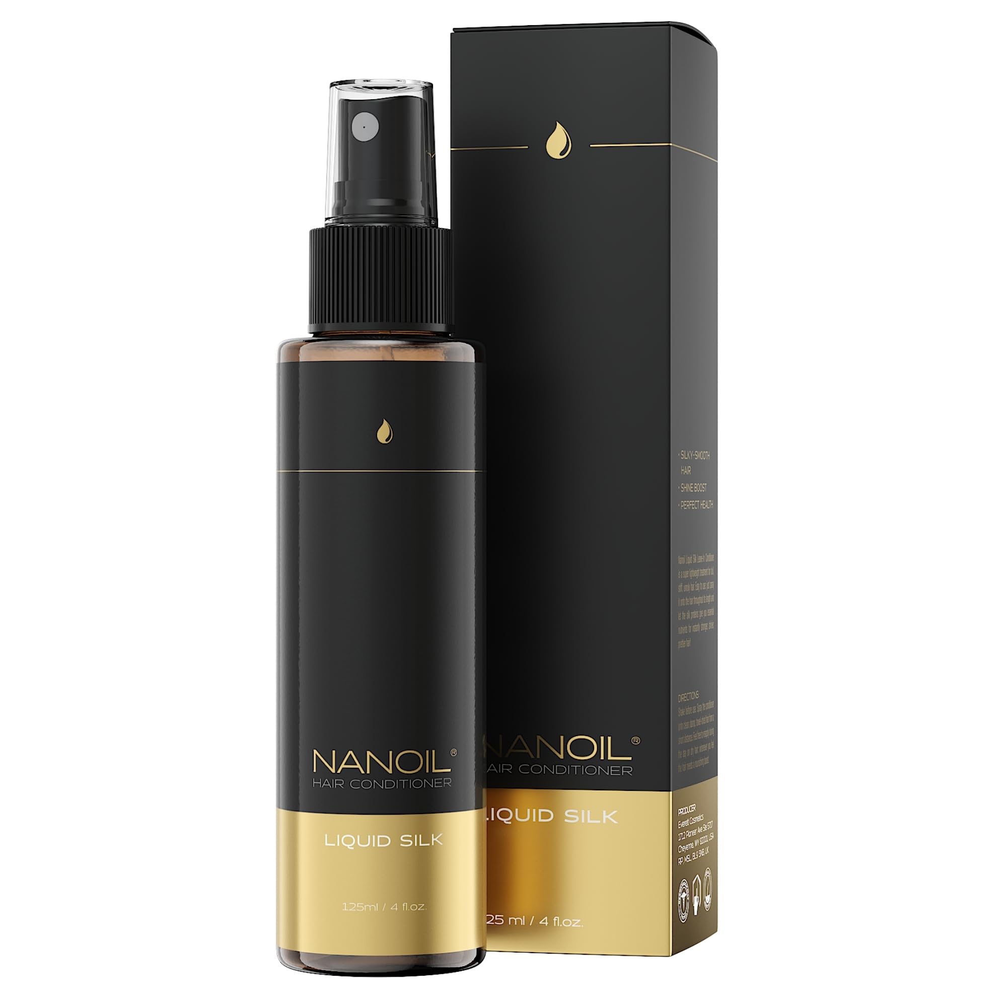 Nanoil Hair Conditioner 125ml - Bi-Phase Hair Conditioner, Professional Care For All Hair Types, Hair Repair, Hydration and Softness (Liquid Silk)