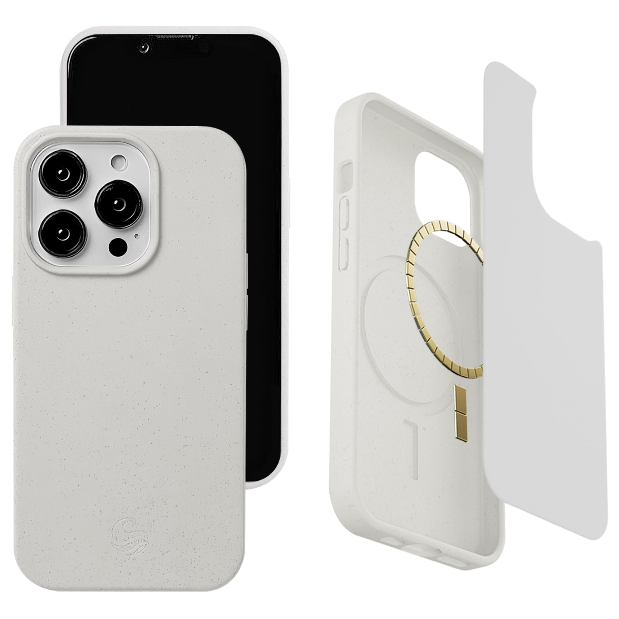 Wave Case iPhone 16 Pro MagSafe Compatible Phone Case - Eco-Friendly Wheat Straw Phone Case with Shock-Absorbing Corners | 2mm Raised Lip | Ultra-Thin Design, 360° Protection | White