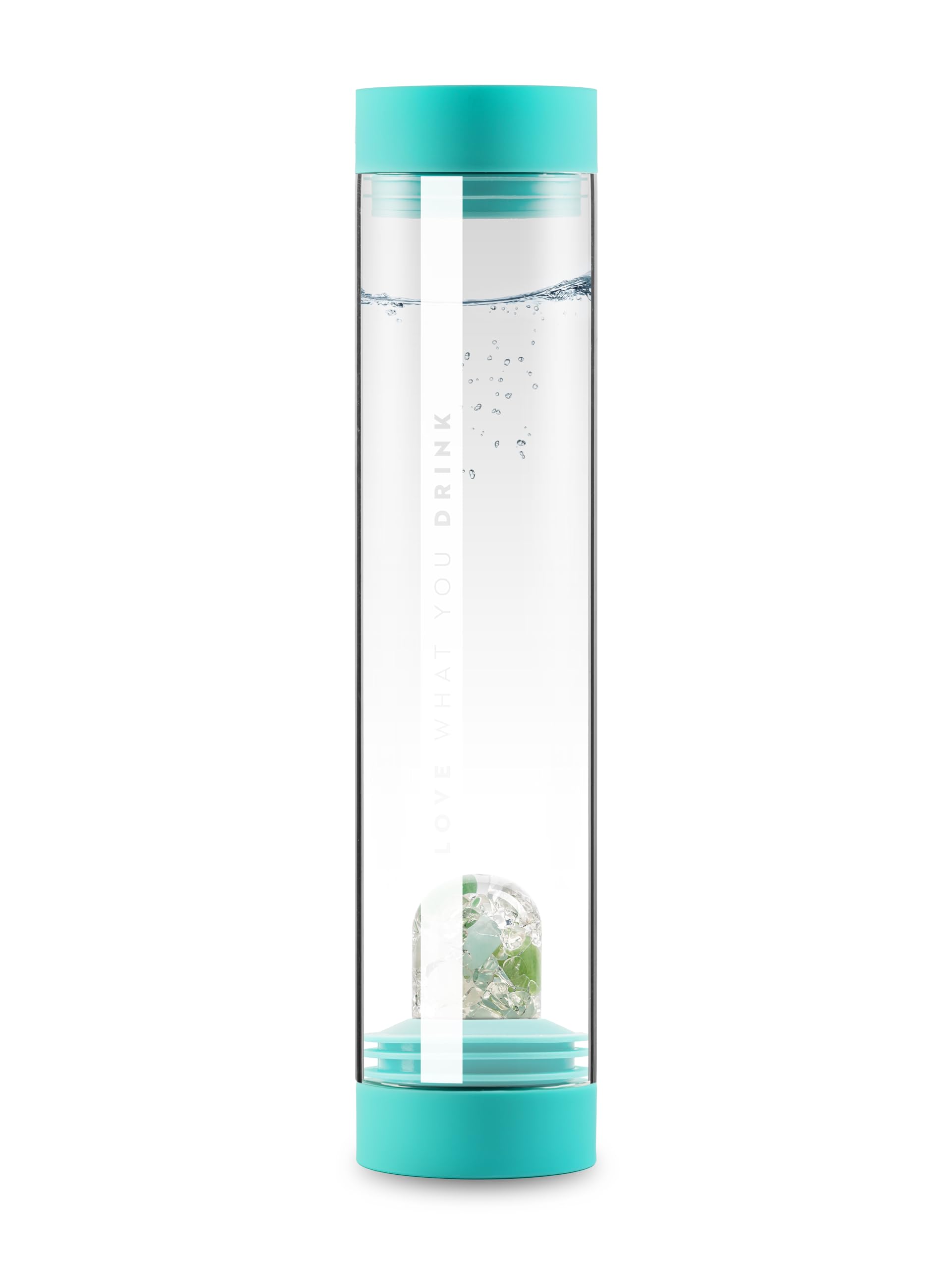 VitaJuwel Sana Flow Ocean Blue | Crystal Water Carafe with Aquamarine, Aventurine, Moonstone & Clear Quartz - Mindfulness, Tranquility & Self-Motivation
