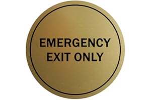 Signs ByLITA Circle Emergency Exit Only Sign (Brushed Gold) - Small 1 Pack