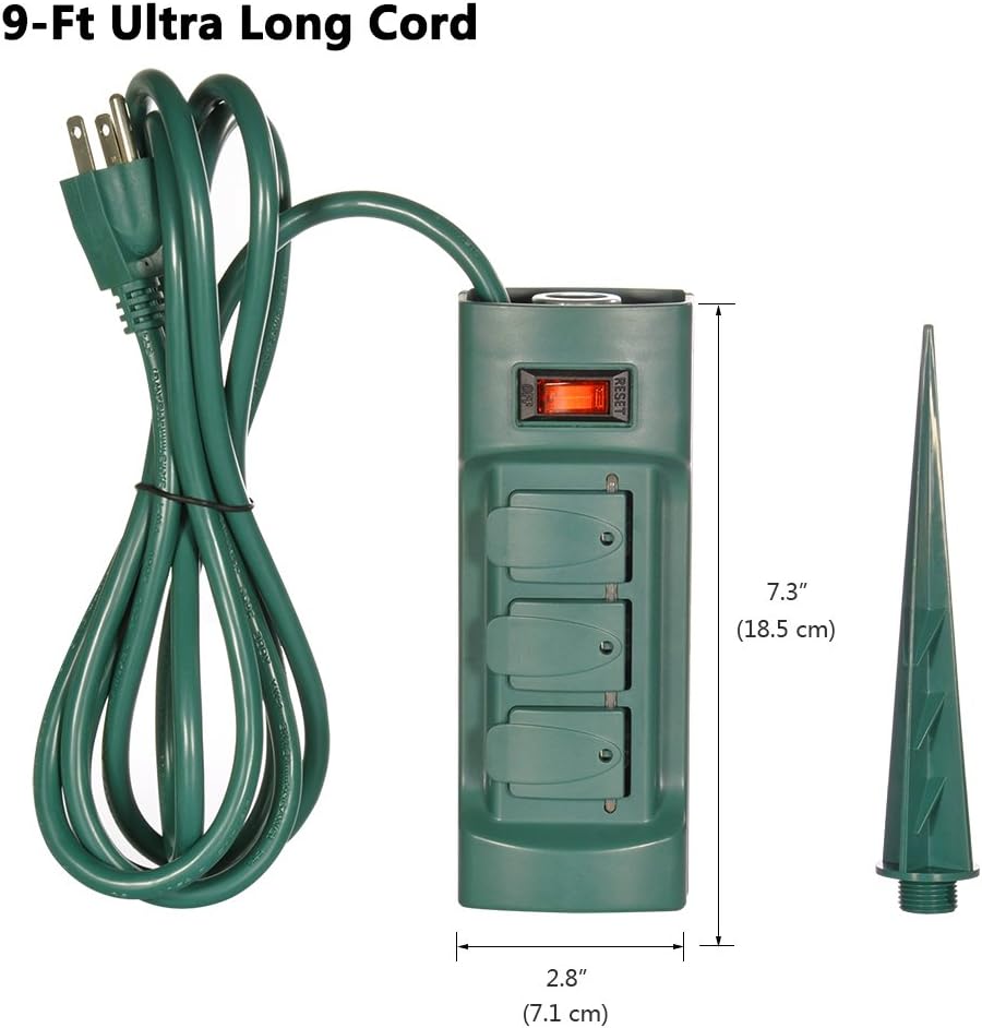 BESTTEN Outdoor Weatherproof Power Strip With Cover And On Off Switch 6