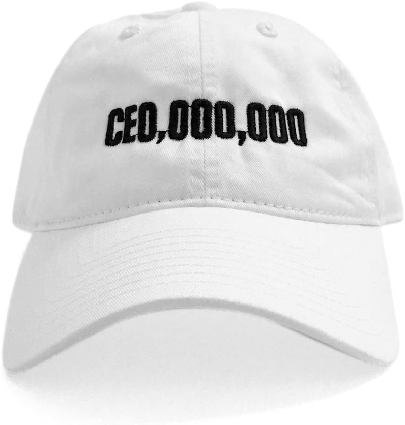 CEO Millionaires $CE0,000,000 Baseball Cap (OSFA, White/Black)