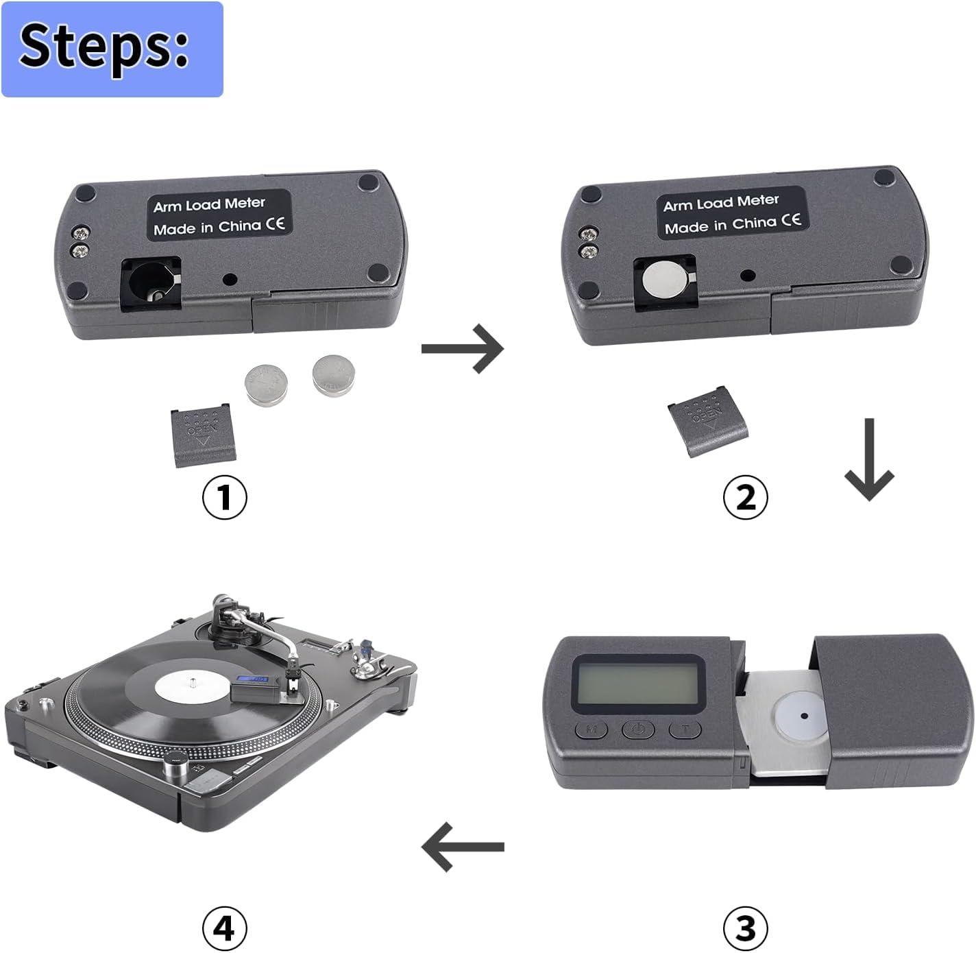 DIGITNOW Digital Turntable Stylus Force Scale Gauge 0.01g/5.00g,Tracking Force Pressure Scale for Tonearm Phono Cartridge, Blue LCD Backlight