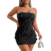 Formal Dresses Short Formal Dresses for Women Short Dress Strapless Mini Dress for Women Homecoming Ruffle