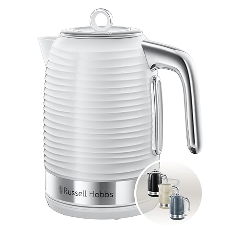 Russell Hobbs Inspire Electric 1.7L Cordless Kettle (Fast Boil 3KW, White premium textured plastic, high gloss finish, Removable washable anti-scale filter, Pull off lid, Perfect pour spout) 24360