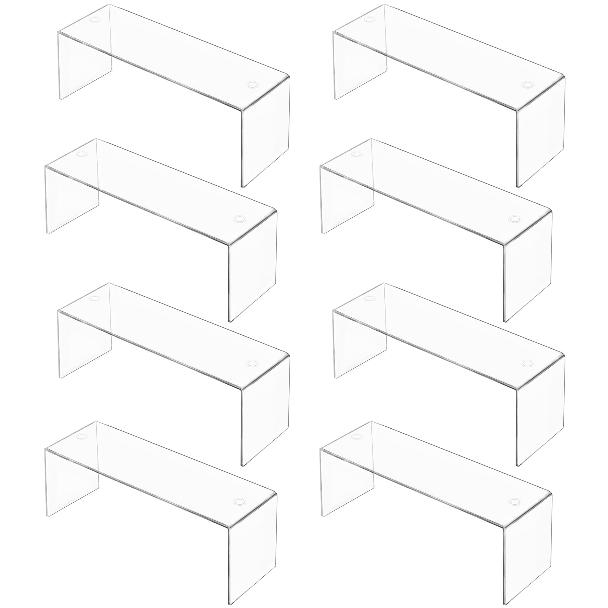 Photo 1 of Aminigram 8 Pack Large Acrylic Risers Display Stands, Perfume Organizer Stand, Clear Acrylic Shelf for Show Display, Toys, Cupcake, Dorm, Classroom, Livingroom Decor and More(12.4 x 4 x 4.6 inches)