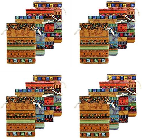 Lilith li Chinese Ethnic Minority Linen Material Color Girdle Bag Packing Bag Decorative Bags：15pcs/set