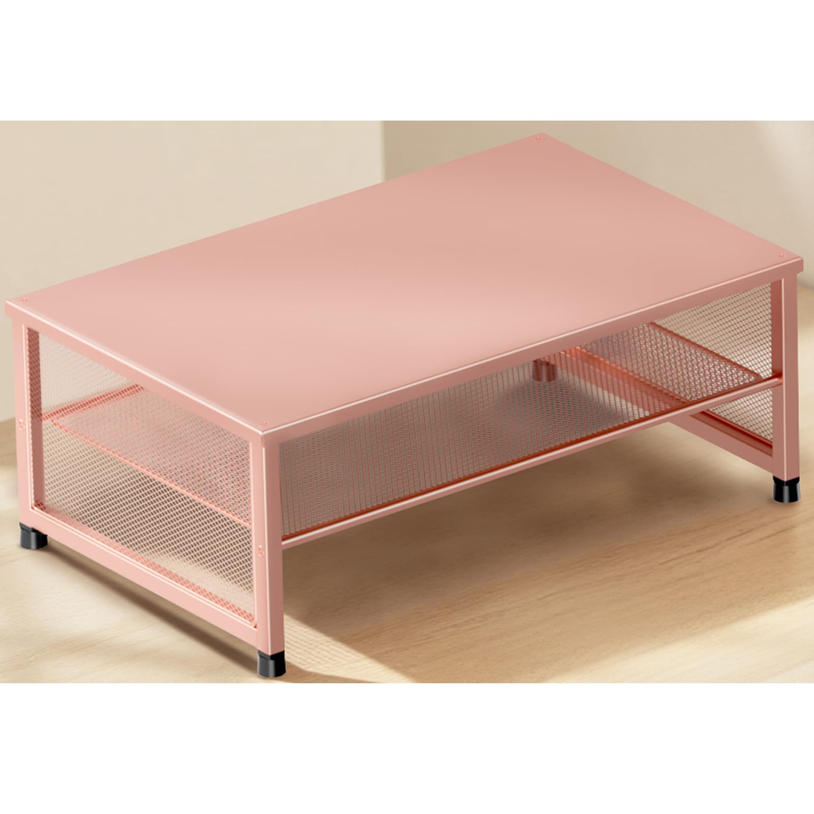 Photo 1 of ECOLOVI Computer Monitor Stand Riser, Desk Organizers and Accessories, Printer & Laptop Stand, Office Desk Accessories & Desktop Workspace Organizers for Office Supplies (Rose Gold)