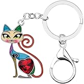 BONSNY Enamel Alloy Chain Cat Key Chains For Women Car Purse Handbag Charms keychains Gifts