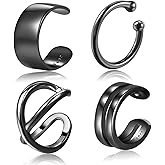 CHIC & ARTSY 925 Sterling Silver Ear Cuffs for Women, Non Piercing Clip On Cartilage Cuffs, Adjustable Fake Conch & Helix Earrings, Gold Plated & Oxidized Various Styles
