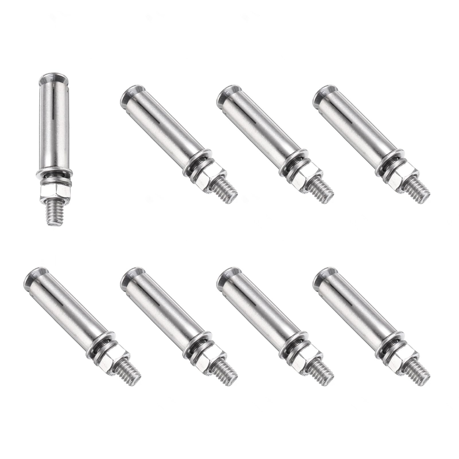 PATIKIL M6 x 50mm Expansion Bolts, 8Pcs 304 Stainless Steel Expansion Screw Bolts Sleeve Anchoring Fastener for Wall Concrete Brick Wall Drywall Air Conditioner, Silver