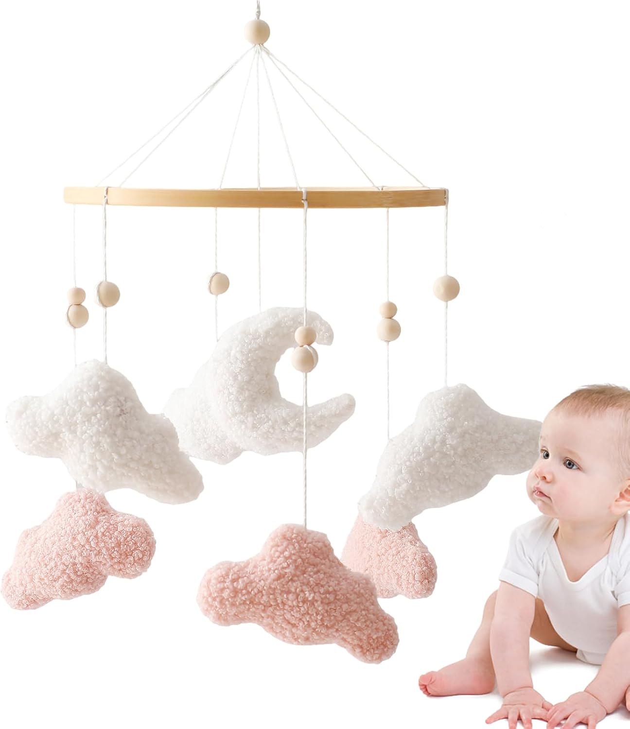 Crib Toys Hangable | Bed Mobiles | Cloud-Shaped Plush Toys Stroller Bed Decoration for Nursery Play Crib Gym Birthday Shower