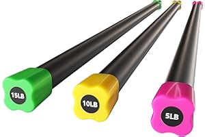 Signature Fitness Total Body Workout and Exercise Weighted Bar with Padded Grip Handle and Steel Core for Fitness and Recreation, Multiple Colors and Sizes, 3 Pack