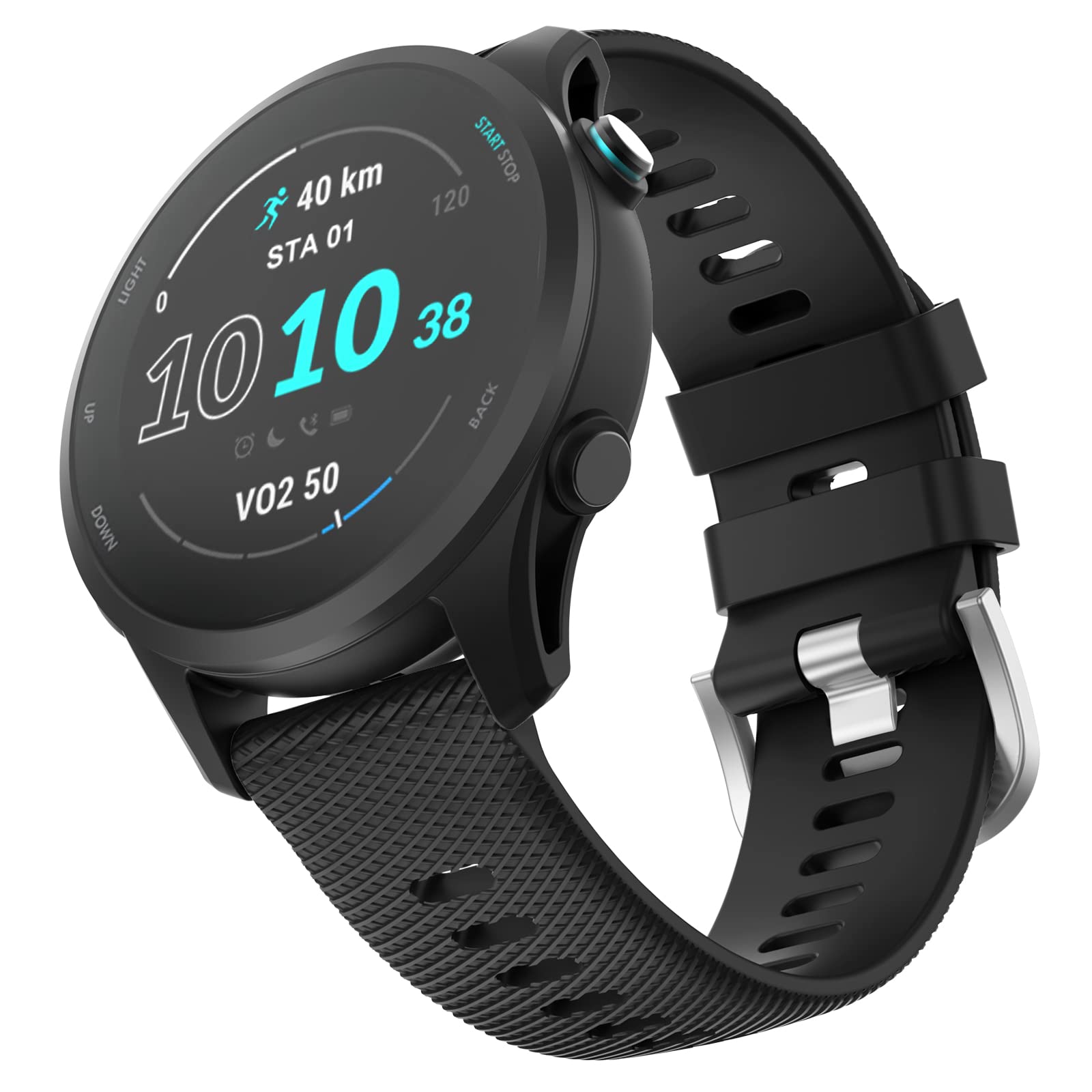 OVERSTEP Forerunner 255 Strap/255 Music Strap, 22mm Replacement Strap Soft Silicone for Garmin Venu 2/Vivoactive 4, black