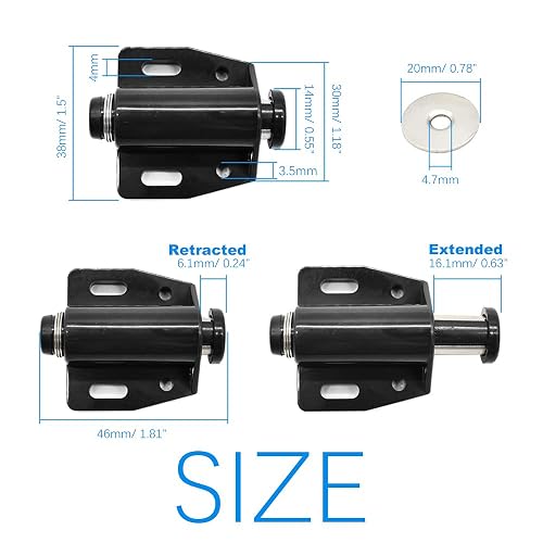 4-Pack Magnetic Push-to-Open Latch For Cabinet Doors – Touch Release, No Handle Needed, Black, For Kitchen, Bathroom & Wardrobe