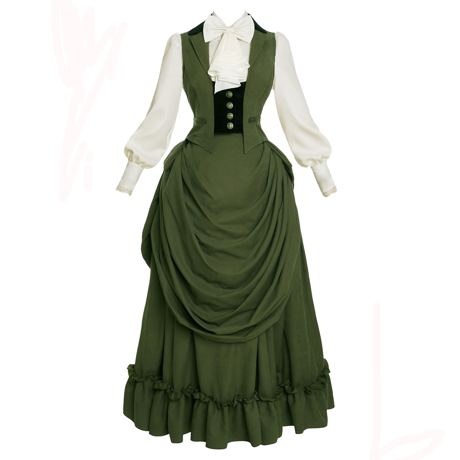 Photo 1 of Vibsion Steampunk Victorian Cosplay Bustle Dress Vintage Victorian Ball Gowns for Women Edwardian Costume Halloween XL