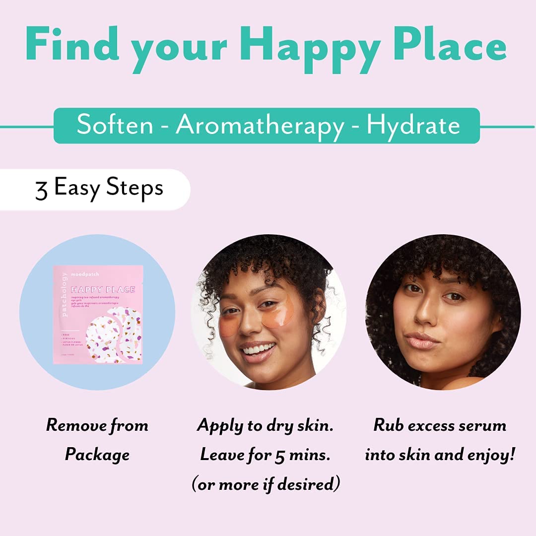 Patchology Happy Place Under Eye Patches - Overnight Anti-Aging Masks for Dark Circles, Puffy & Eye Bags, & Wrinkles - Brightening & Depuffing Skin Care Undereye Pads for a Youthful Glow (5 Pairs)