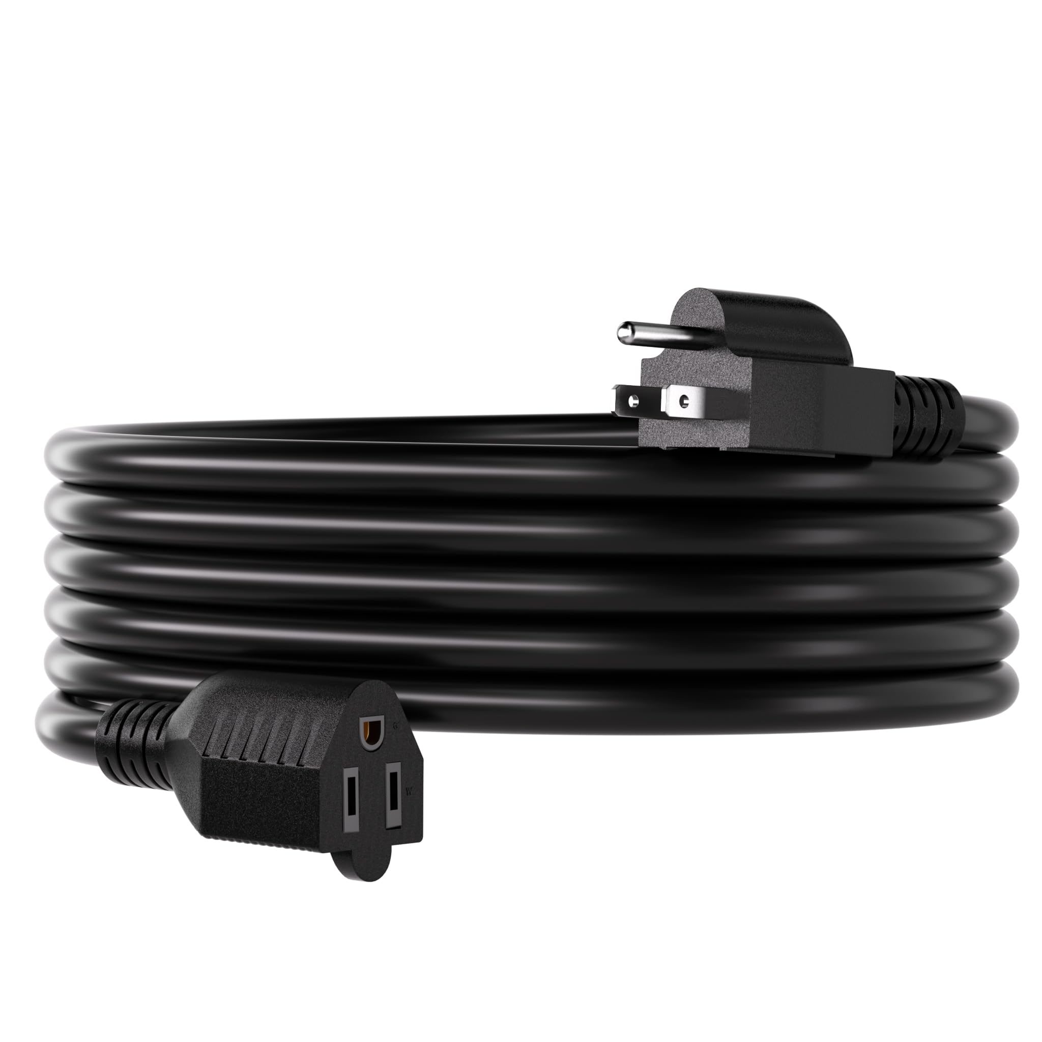 Photo 1 of 16/3 10 FT Outdoor Extension Cord Waterproof, Weatherproof & Flame Retardant Black 3 Prong Power Cord Outside for Lawn & Garden, 13 Amps 1625 Watts 125 VAC 16AWG SJTW, ETL Listed