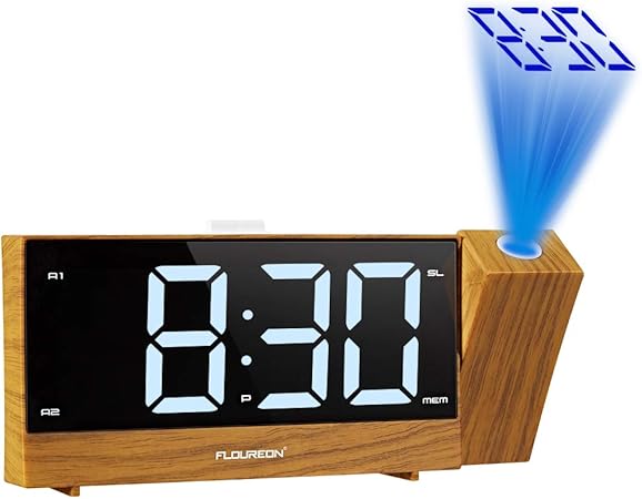 floureon Reloj Radio Despertador de Proyección, Reloj de Alarma ...