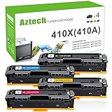 Aztech Compatible Toner Cartridge Replacement for HP 410A CF410A 410X CF410X CF411A CF412A CF413A (Black Cyan Yellow Magenta, 4-Pack)