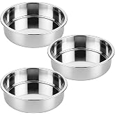 tifanso 3PCS 8" Round Stainless Steel Even Heating Cake Pans for Baking | Stackable Design, Perfect for Layer Cakes Birthday