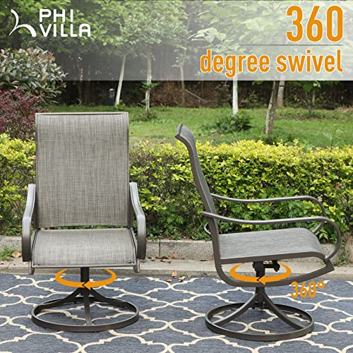 PHI VILLA Patio Swivel Dining Chairs Set of 2, Outdoor Kitchen Garden Porch Chair with Textilene
