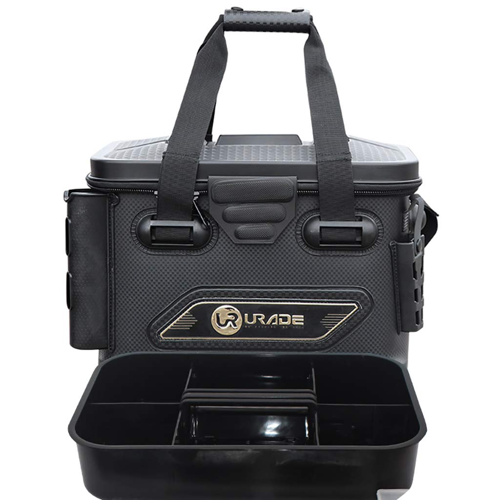 Storage 餌 Box エチレン酢酸ビニルコポリマー製 Milisome World B07nvglpgm アウトドア World ブラック 厚手 ポータブル Milisome 防水 釣りタックルボックス 釣り道具アクセサリー ブラック 折りたたみ式 収納 釣り用バケツバッグ キャンプ 収納ケースバッグ 女の子向け