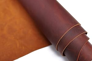 Tooling Leather Square 7-8oz (2.8-3.2mm) Thick Full Grain Cowhide Arts Crafts Leather Heavy Weight -Jeereal (Rust Red, 12"x12")