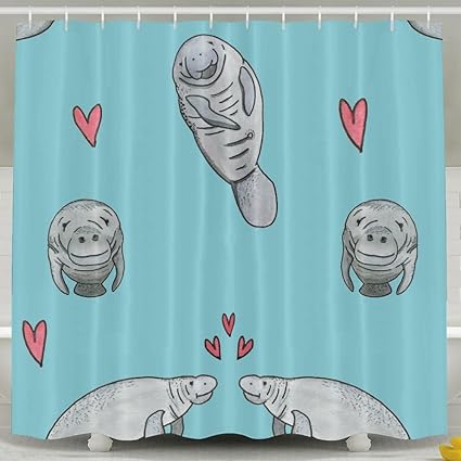 Amazon Com Mropltoa Cartoon Manatee Background Shower Curtain