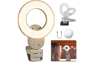 Godox LR30Bi LED Ring Video Light, Side-Emitting Soft Light with Built-in Mirror, 2800K-6500K Bi-Color, CRI 97+,USB-C, Makeup