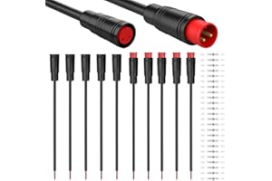 DKARDU 5 Pairs Waterproof Julet 2 Pin Connector Ebike Extension Cable - 20cm Female & Male Plug Wire for Electric Bicycle Lig