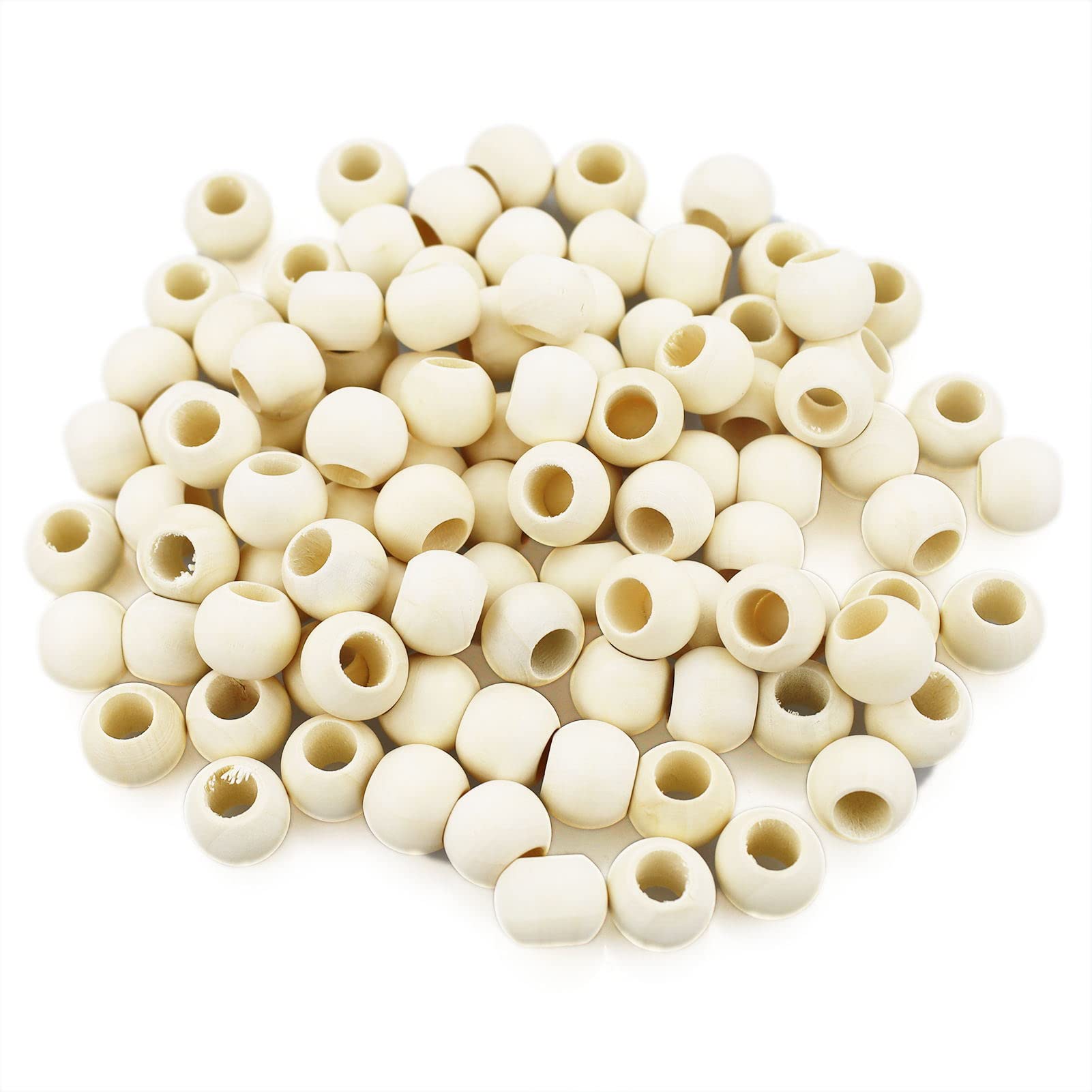 100 Pcs Natural Wooden Beads - 20mm/12mm Large Hole Macrame Beads for DIY Earring Necklace Making, Home Decor, Handcrafted Purse Handle, 5mm 10mm Hole