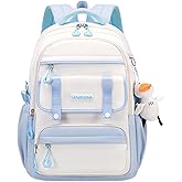 MININAI Womens Girls Backpack for School Cute Aesthetic Large Laptop Backpack Kawaii Preppy Teen Kids Bookbag Travel Daypack (Blue,S)
