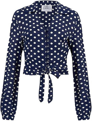navy polka dot blouse uk