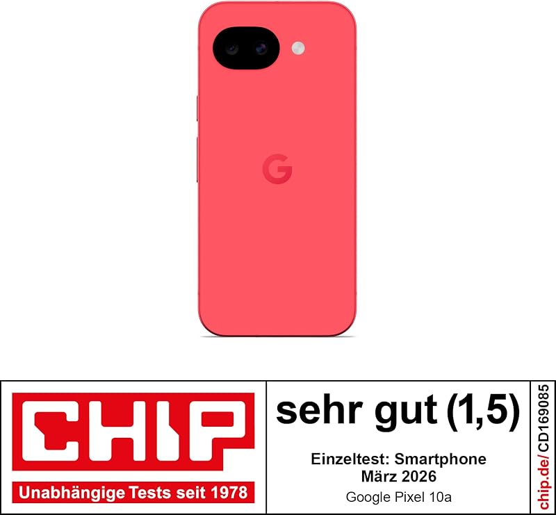 Pixel 10a – 7 Jahre Betriebssystem- und Sicherheitsupdates, mehr als 30 Stunden Akkulaufzeit, Kamera-Coach, Gemini Live, Pixel-Sicherheitsfunktionen - Berry, 128GB