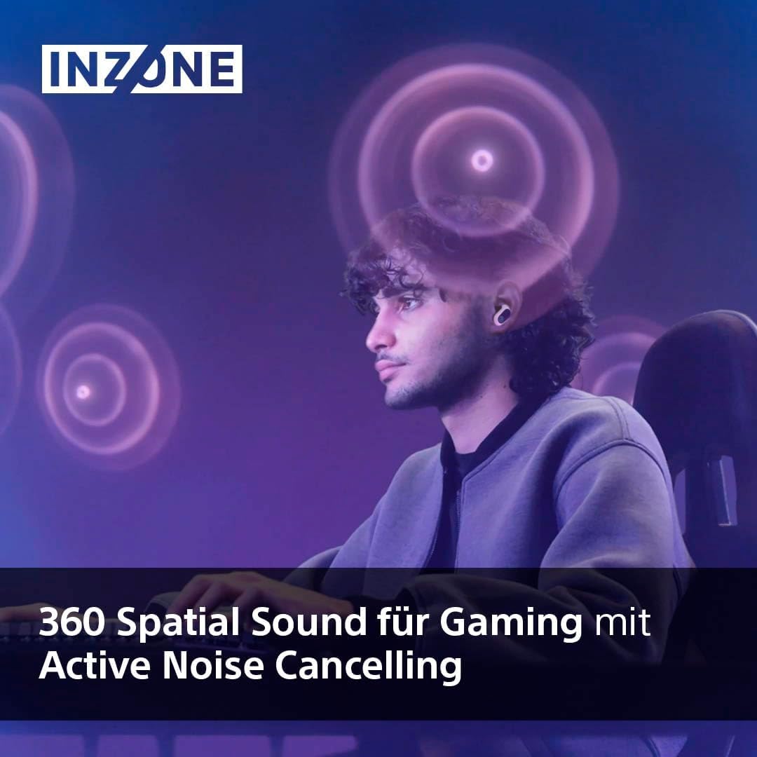 Sony INZONE Buds - In-Ear Gaming Kopfhöhrer für PC & PS5, 360 Spatial Sound, Active Noise Cancelling, AI-Mikrofon, 24H Akku, geringe Latenz – Weiß 3
