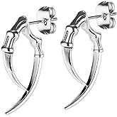 Unisex Dragon Claw Stud Earrings - Stainless Steel Gothic Punk Piercing Jewelry - Sharp Claw Spike Design for Men Women - Edgy Fashion Gift