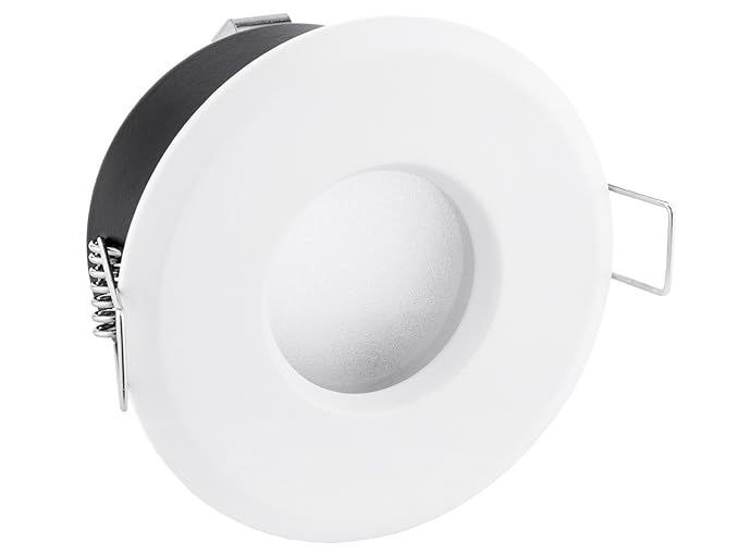 LED Bad Einbaustrahler IP65 weiß rund 230V - Ideal für Badezimmer, Küche oder Außen - Licht warmweiß 6W bei 420 Lumen